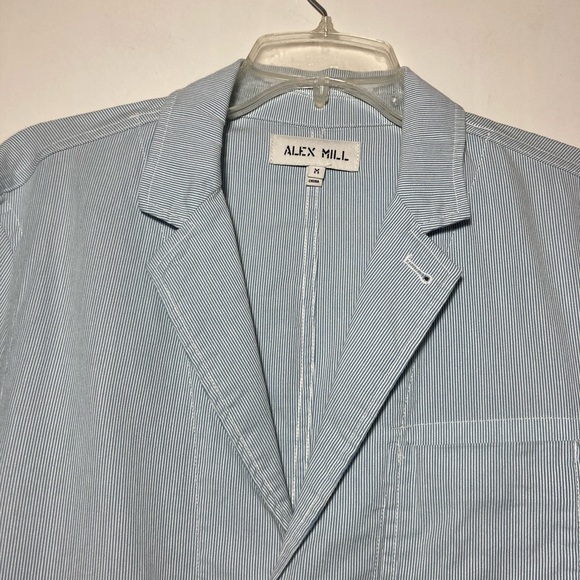 Alex Mill Men’s Striped Lightweight Jacket Button Closure 3 Pockets Sz Medium - Picture 6 of 15